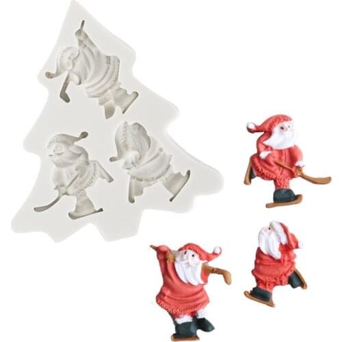 DIY 3D Christmas Santa Craft Relief Chocolate confectionery Silicone Mold Fondant Kitchen Decorating Tools