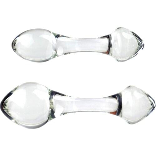 Double Head Transparent Crystal Glass Anal Plug Dildo G Spot Butt Plug Anal Expander Masturbator Glass Stick Adults Erotic Toys