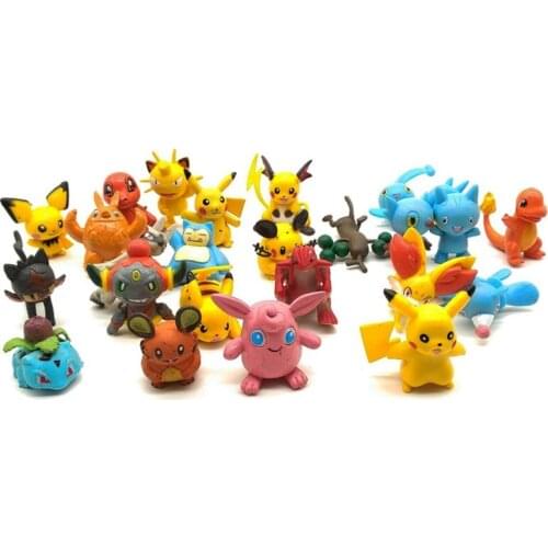 24pcs/set 4-5cm pikachu Anime Action Figure Toys Cartoon Anime pokemon Model Decoration toys sets for Kids Christmas