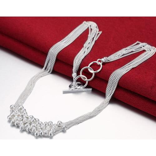 Hot fashion brand 925 Sterling Silver Necklace For Women luxury Jewelry Tassel beads Grape Necklace Christmas gift wedding party