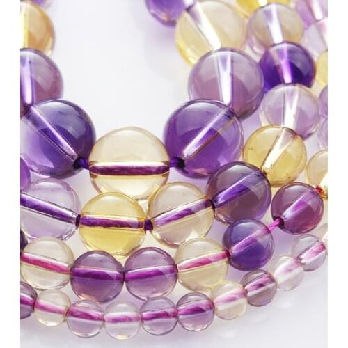 ICNWAY Natural 15inch 4-12mm Round amethyst citrine and quartz beads for jewelry Making DIY Necklace Bracelet Earring