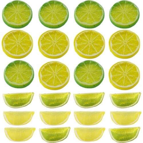 24Pcs Artificial Fruits Plastic Simulation Fake Yellow Green Lemon Block For Wedding Home Garden Kitchen Decor Party Supplies