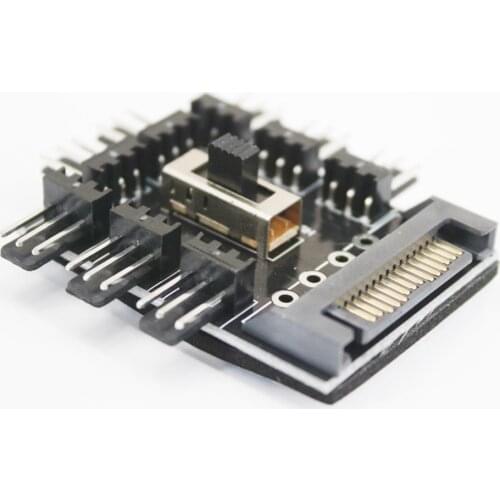 1 to 8 3Pin 12V Fans Hub Splitter PC Computer Pwm Cable 4Pin Molex Cooler Cooling Speed Controller Adapter For Mining