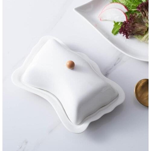 Ceramic Butter Plate Butter Box Ceramic Butter Sealing Plate Dish Storage Tray Cheese Food Storage Containers Keeper With Lid