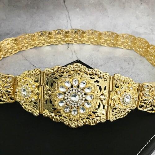 Classic Morocco Caftan Belt Women Gold Belt Hollow Out Arabesque Ethnic Wedding Body Jewelry Elegant Bridal Gift Wholesale