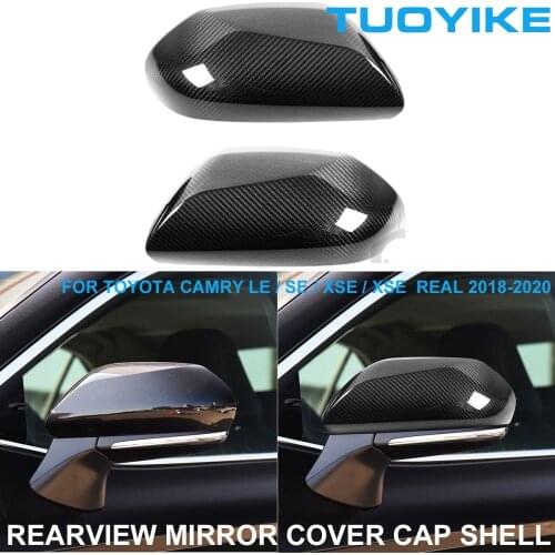 LHD RHD Car Styling Real Dry Carbon Fiber Rearview Rear Side Mirror Cover Cap Shell Trim For Toyota Camry LE SE XSE REAL 2018-20
