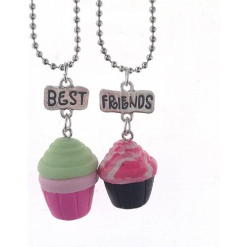 Best Friends BFF Pendant Bead Chain Necklace Ice Cream Kids Jewelry Lead Necklace for children Free 2Pcs Wholesale