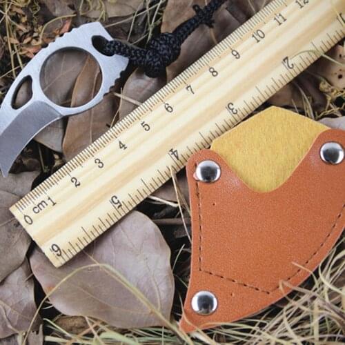 Mini Outdoor EDC Tool Claw Knife With Leather Cover Handmade Claw Karambit Ring