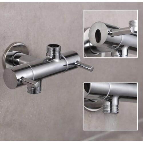 Wall Mount Brass Chrome One in two out Bibcock Decorative Garden Faucet wc Bibcock Faucet Bathroom Toilet Taps