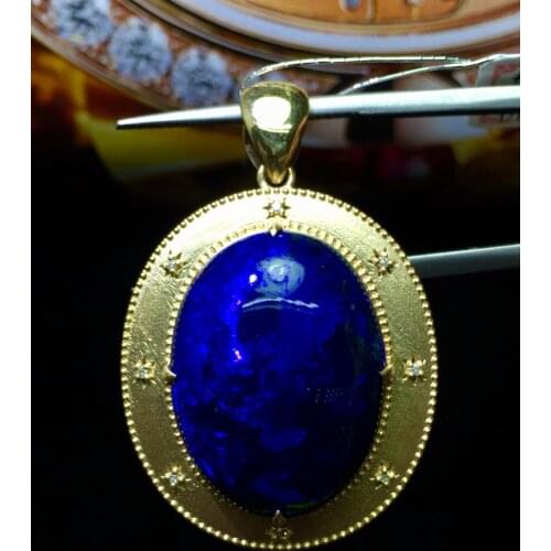 Fine Jewelry Real 18K Gold AU750 G18K Natural 100% Opal Pendant 15.8ct Gold Diamond Pendant Gemstone Necklaces for Women