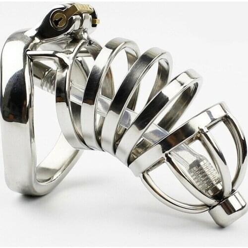 Stainless Steel Male Chastity Cage Long Men Locking Belt Restraint Device C110-2 Chastity Cock Ring