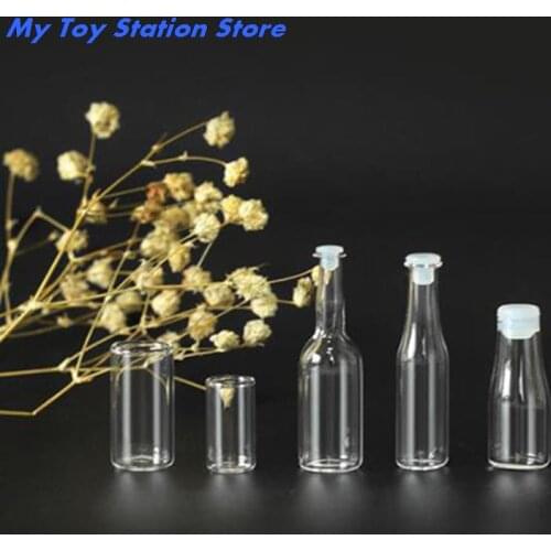 New 3pcs 1: 12 Dollhouse Miniature Glass Bottle Kitchen Living Room Accessories For Dollhouse Decals