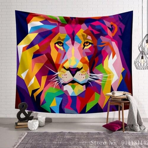 New Color Geometry Lion Four-leaf Clover Abstract Art Tapestry Art Living Room Bedroom Background Cloth Wall Tapestries