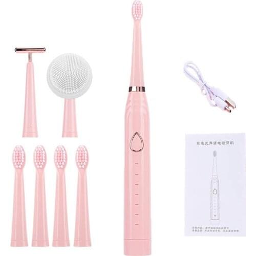 NEW Ultrasonic Sonic Electric Toothbrush Rechargeable Whitening Teeth 6 Mode Washable for Adult Teeth Brush With Soft Brush Head