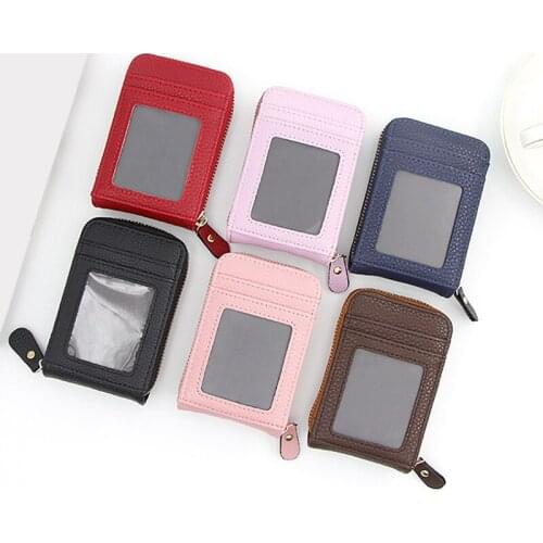 Slim Wallet Purse PU Leather Women Men Card Holder Unisex Zipper Business Card Case Credit Mini Bank Cards Holder Gift Wallet