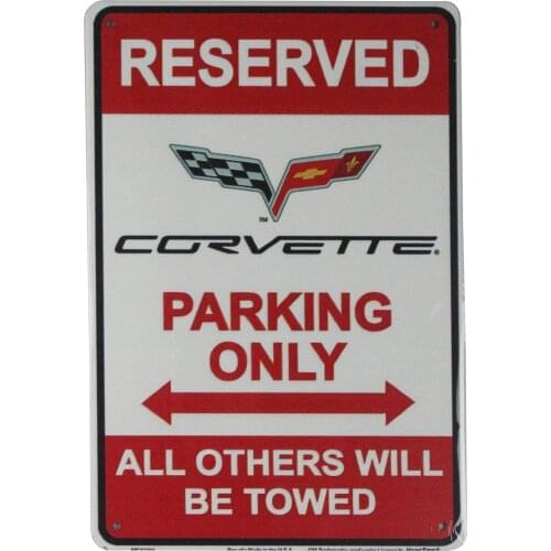 WholesaleSarong Reserved Corvette Parking Only tin Metal Sign Garage Wall Decals Wall Plaque
