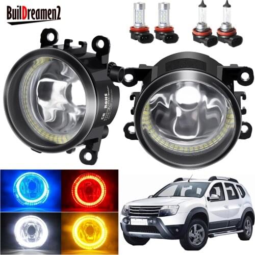 Angel Eye Fog Light For Dacia Duster 2010 2011 2012 2013 2014 2015 Car Fog Lamp with Halo Ring Daytime Running Light H11 12V