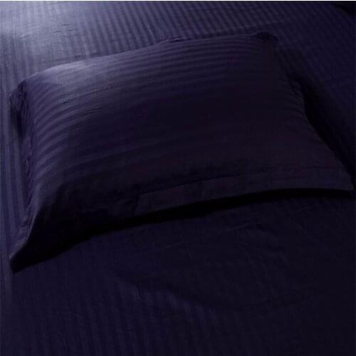Luxury Hotel 100% Cotton Satin Navy Blue 1/2pcs Pillowcase Pure Color Stripe Home Sleeping Bedding Pillows Case Multi-size
