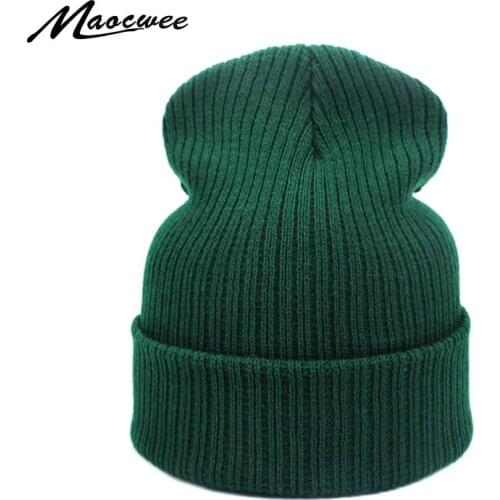 New Fashion Winter Hat Women Man Green Hat Skullies Beanie Unisex Warm Hats Knitted Cap for Men Beanies Simple Warm Soft Cap