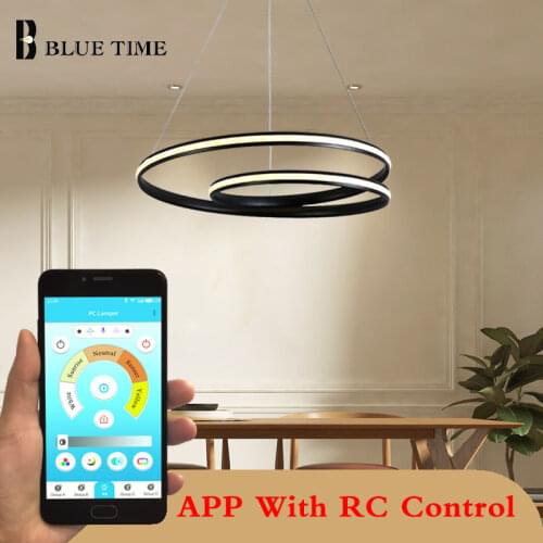 Black&White Finished Round Frame Modern LED Chandeliers For Bedroom Living Room Dining Room LED Chandeliers Home Fixtures