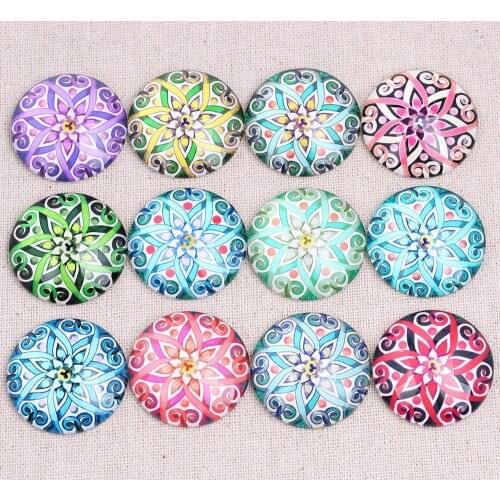 Reidgaller mix pattern photo round glass cabochon 12mm 16mm 20mm 25mm 30mm diy flat back jewelry components for earrings