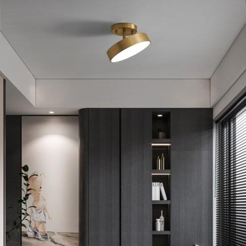 LED Brass Ceiling Pendant Adjustable Angle Lamp Modern Decoration for Luxury Living Room Corridor Aisle Three Color Changeable