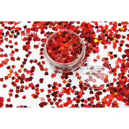 TCA300 Laser Red Color Apple Shape 3MM Size Glitter dust ,Specular luster glitter for nail,tatto,Art decoration and others