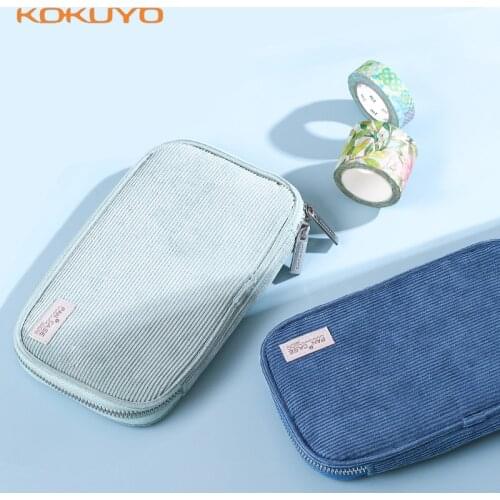 Japan Kokuyo Kawaii Pencil Cases Corduroy Style Storage Pen Box Estuches Escolares Pencil Pouch Bag Etui School Stationery