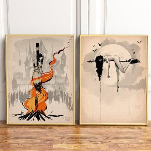 Japanese WindMyth Poster Burning Woman Canvas Painting Abstract Art Print Modern Picture For Living Room On The Wall Home Decor