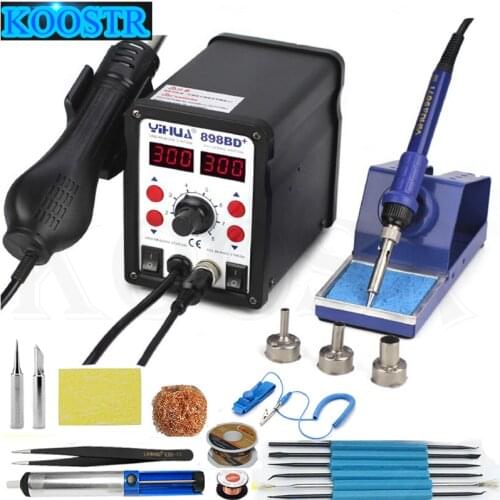 YIHUA 898BD+ 2 in 1 Digital Display Soldering Desoldering Station SMD Electric Soldering Iron + Hot air Gun Rework