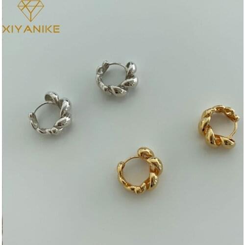 XIYANIKE 925 Sterling Silver 2021 Hot Sale Twist Hollow Hoop Earrings For Women Fashion Charm Ear Jewelry Prevent Allergy Party