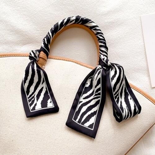 Fashion Womens Silk Hair Scarf Bandanas Lady Zebra Pattern Hair Ribbon Bag Skinny Scarves Design Wrist Towel Foulard Headband