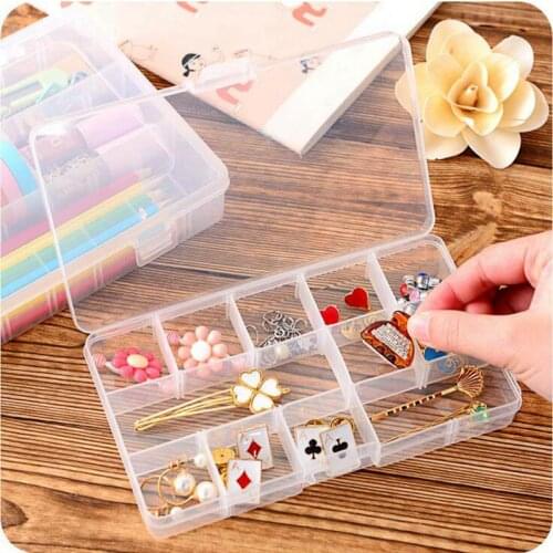 Life Essential 10/15/24 Compartment Storage Box Practical Adjustable Plastic Case for Bead Rings Jewelry Display Organizer