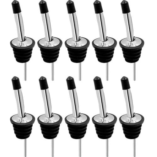 10 Pieces 304 Stainless steel wine pourers silver color Pour Spout Liquor Whiskey Bottle Pourer Bar Tools