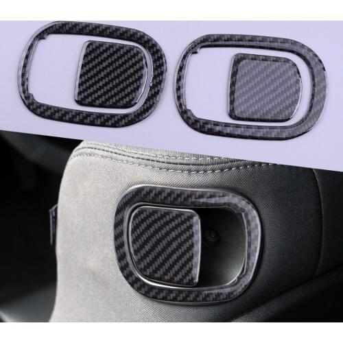 4Pcs Black Car Carbon Fiber Interior Seat Backrest Switch Button Cover Trim Fit for Dodge Challenger 2015-2017 2018 2019 2020