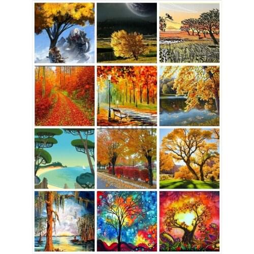 5D DIY Diamond Embroidery Autumn deciduous trees landscape Cross Stitch Round/Sqaure diamond painting rhinestones Handmade mural