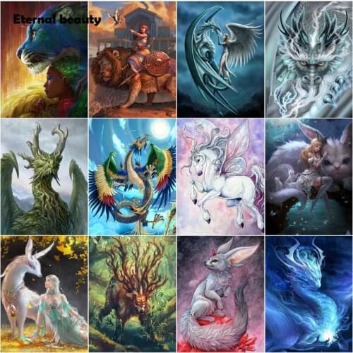 Diamond Painting Fantasy Dragon Mythical Beast Diamond Embroidery Pictures of Rhinestones Mosaic Art Christmas Home Decoration