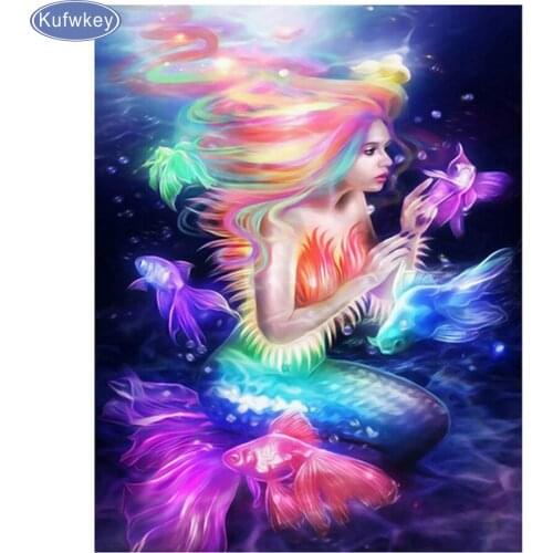 The latest and most popular Mermaid 5d diy Diamond Painting Cross Stitch Full Square Rhinestone Mosaic Decoration 3d pictures