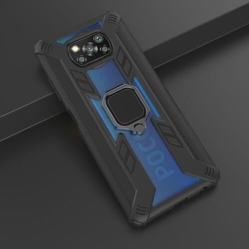 Case for POCO X3 Pro Shockproof Metal Finger Ring Armor Cover Case For Xiaomi Poco X3 NFC Couqe Fundas