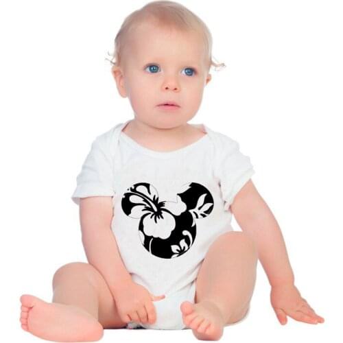 Baby Clothes Newborn Summer White O-neck Soft Baby Girl Boy Rompers Jumpsuits Infant Onesie Mickey Mouse Print Toddler Playsuit