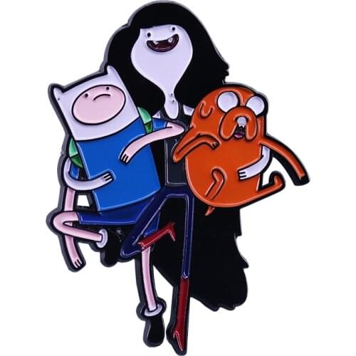 Adventure Time enamel pin Marceline with Finn & Jake the cute dog cartoon backpack accessory