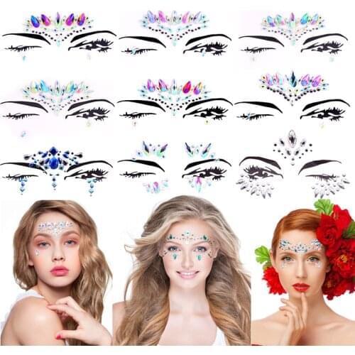 Festival Face Jewels Adhesive Rhinestones Face Sticker Makeup Tatoo Face Glitter and Gems For Party Club D6536