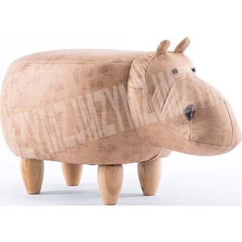 H105 Creative Furniture Simple Door Shoes Bench Children Low Stool Cartoon Leathaire Animal Shape Storage Stool Solid Wood Leg