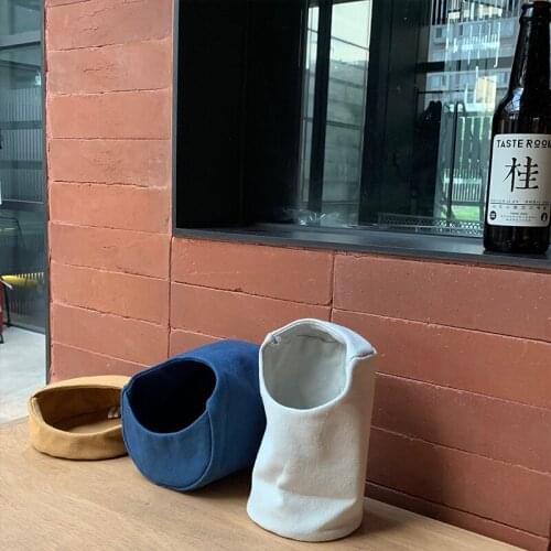 Canvas Storage Bag Cotton Tree Hole Shape Organizer Anti Dust Make-up Stuff Storage Pouch Nordic Home Bed Side Desk Table Decor