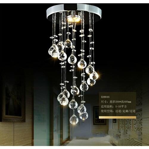 Spiral Crystal Chandelier for Home Entrance Stair Staircase aisle Corridor Ceiling Hanging Lamp Home decoration LED Lamp
