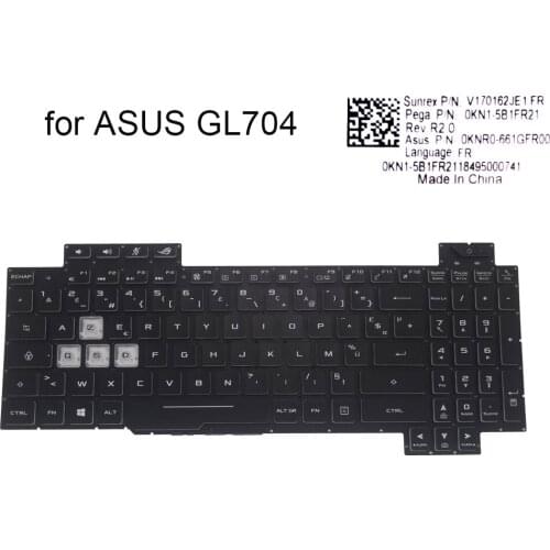 French azerty Backlight keyboard for ASUS ROG Strix GL704G GL704GM DH74 GL704GV GL704 FR keyboards crystal keycaps 0KN1 5B1FR21