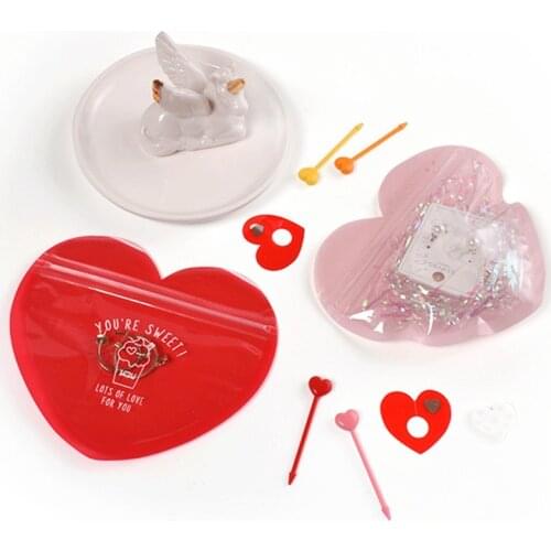 10pcs Cute Love Candy Gift Box Transparent Plastic Dragee Baptism Box Baby Shower Wedding Party Ziplock Gift Bags Packaging