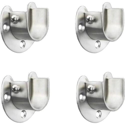 Stainless Steel Closet Closet Bracket, U-Shaped Open Socket Bracket, Shower Curtain Rod End Support Sleeve Flange