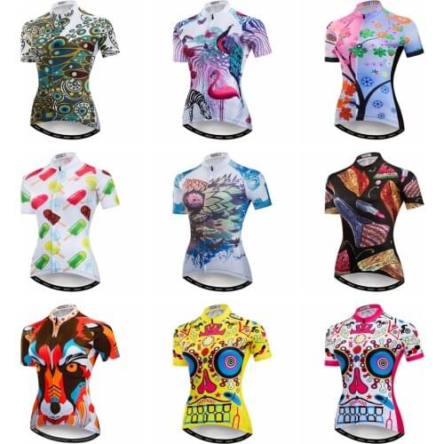 Hot Selling Womens Cycling Jersey Quick-Dry Short Sleeve Cycling Clothing Cycle Wear With Full Length Zipper Free Shipping