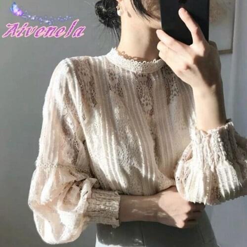 Fashion Sweet Girls Women T-shirt Blouse Lace Latern Long Sleeve Loose Tops T-shirts AFC1208